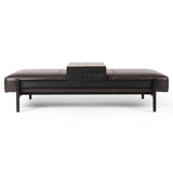 Fawkes Rectangular Leather Ottoman, Brushed Ebony