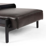 Fawkes Rectangular Leather Ottoman, Brushed Ebony