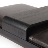 Fawkes Rectangular Leather Ottoman, Brushed Ebony