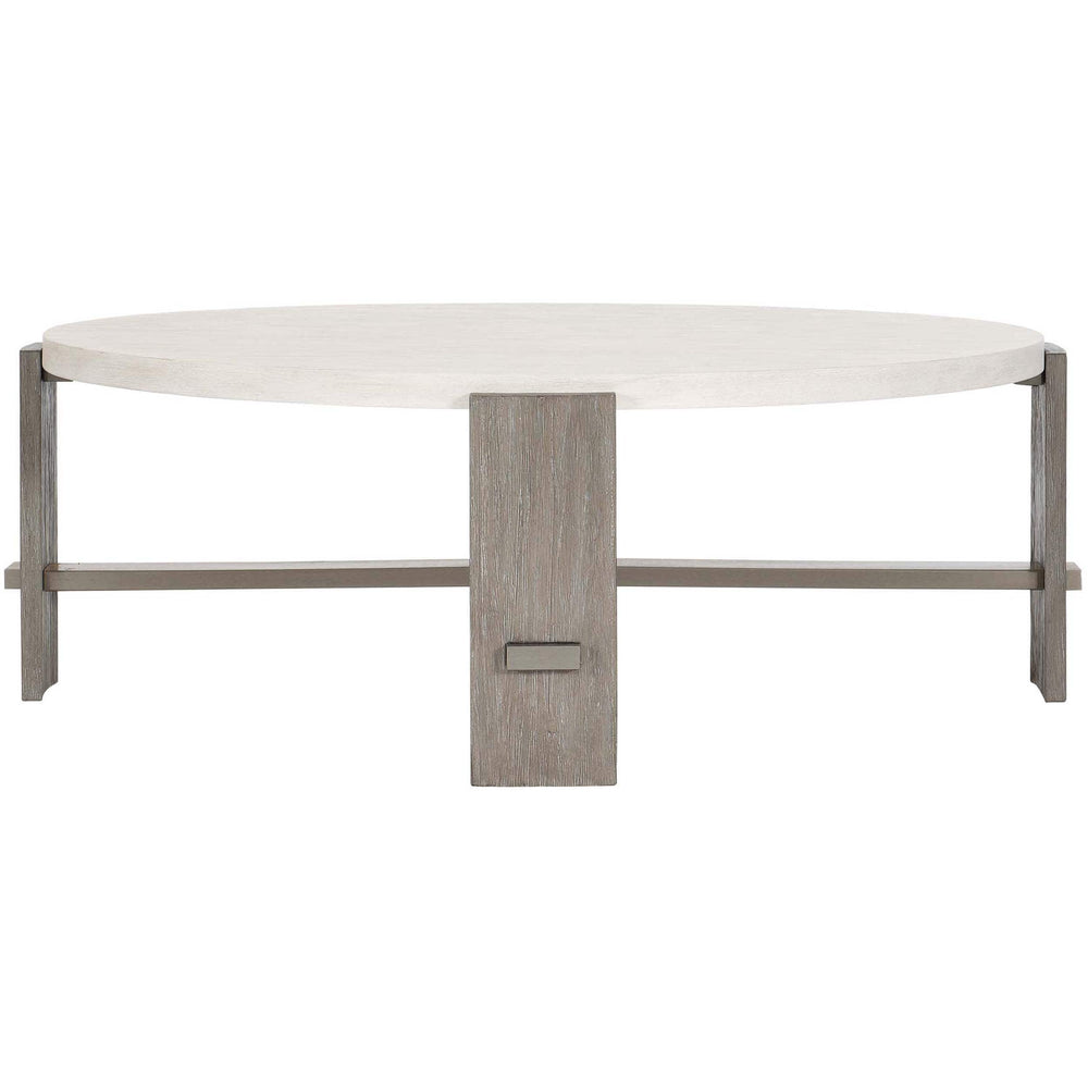 Foundations Round Cocktail Table, Linen-Furniture - Accent Tables-High Fashion Home