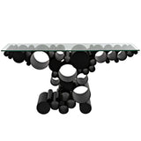 Paradox Console, Black Steel with Glass Top-High Fashion Home