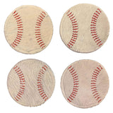 Hair-on-Hide Baseball Coaster, Set of 4 - Accessories - High Fashion Home