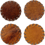 Hair-on-Hide Laced Coaster, Brown, Set of 4 - Accessories - High Fashion Home