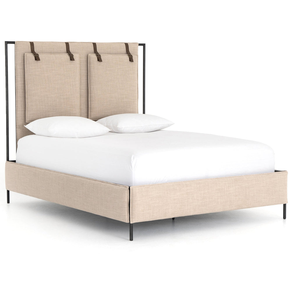 Leigh Upholstered Bed, Palm Ecru-Furniture - Bedroom-High Fashion Home