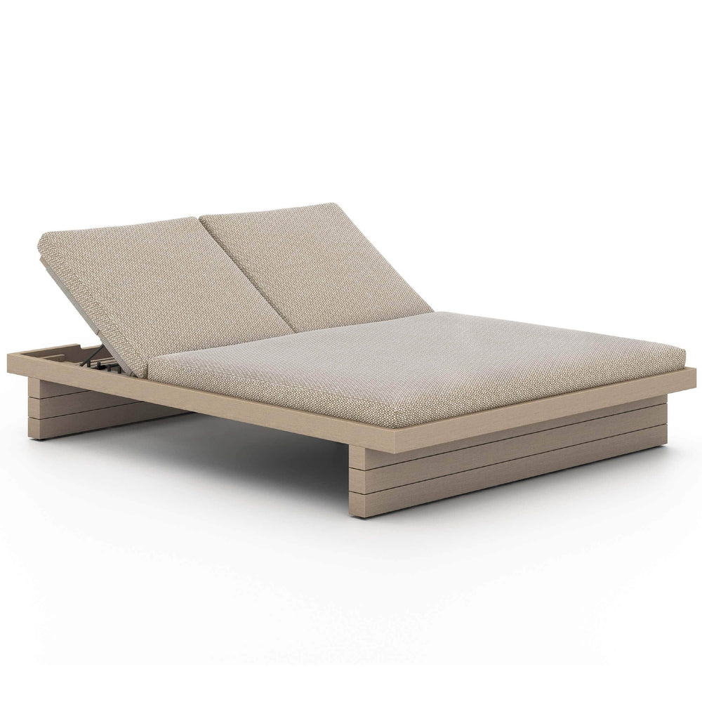 Leroy Outdoor Double Chaise, Faye Sand/Washed Brown-Furniture - Chairs-High Fashion Home