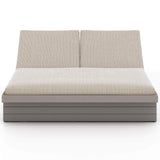 Leroy Outdoor Double Chaise, Faye Sand/Weathered Grey-Furniture - Chairs-High Fashion Home