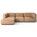 Mabry 3 Piece Leather Sectional w/ Ottoman, Nantucket Oatmeal