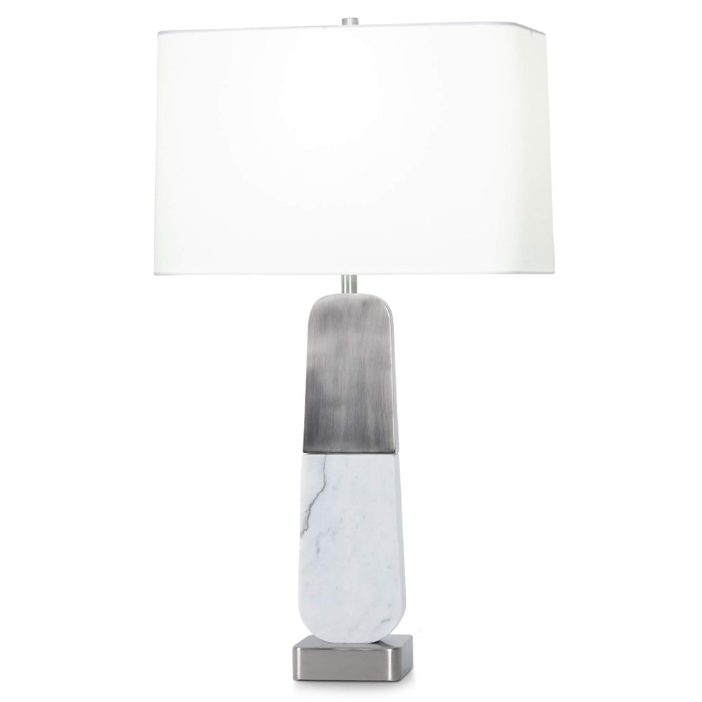 Naomi Table Lamp, Antique Silver/White Linen Shade-Accessories-High Fashion Home