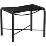 Riz Leather Stool, Black-Furniture - Accent Tables-High Fashion Home