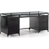 Shadow Box Executive Desk, Black-Furniture - Office-High Fashion Home