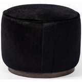 Sinclair Round Ottoman, Dark Hair On Hide