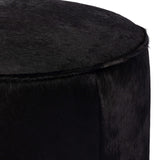 Sinclair Round Ottoman, Dark Hair On Hide