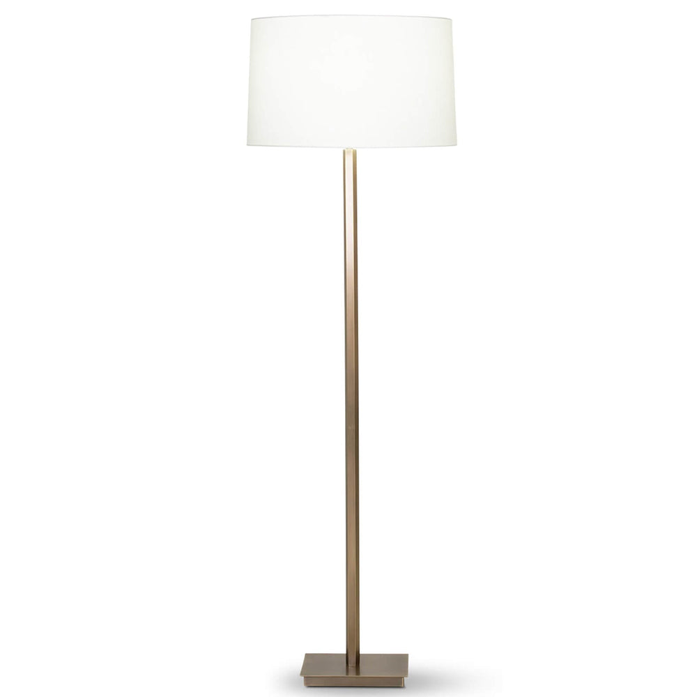 Sydney Floor Lamp, Antique Brass/Off-White Linen Shade-Accessories-High Fashion Home