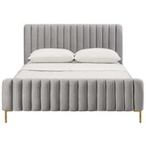 Angela Bed, Grey-Furniture - Bedroom-High Fashion Home