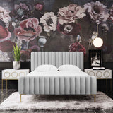 Angela Bed, Grey-Furniture - Bedroom-High Fashion Home