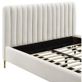 Angela Bed, Cream-Furniture - Bedroom-High Fashion Home