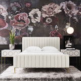 Angela Bed, Cream-Furniture - Bedroom-High Fashion Home