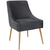 Beatrix Pleated Chair, Dark Grey/Brushed Gold Legs - Furniture - Dining - High Fashion Home