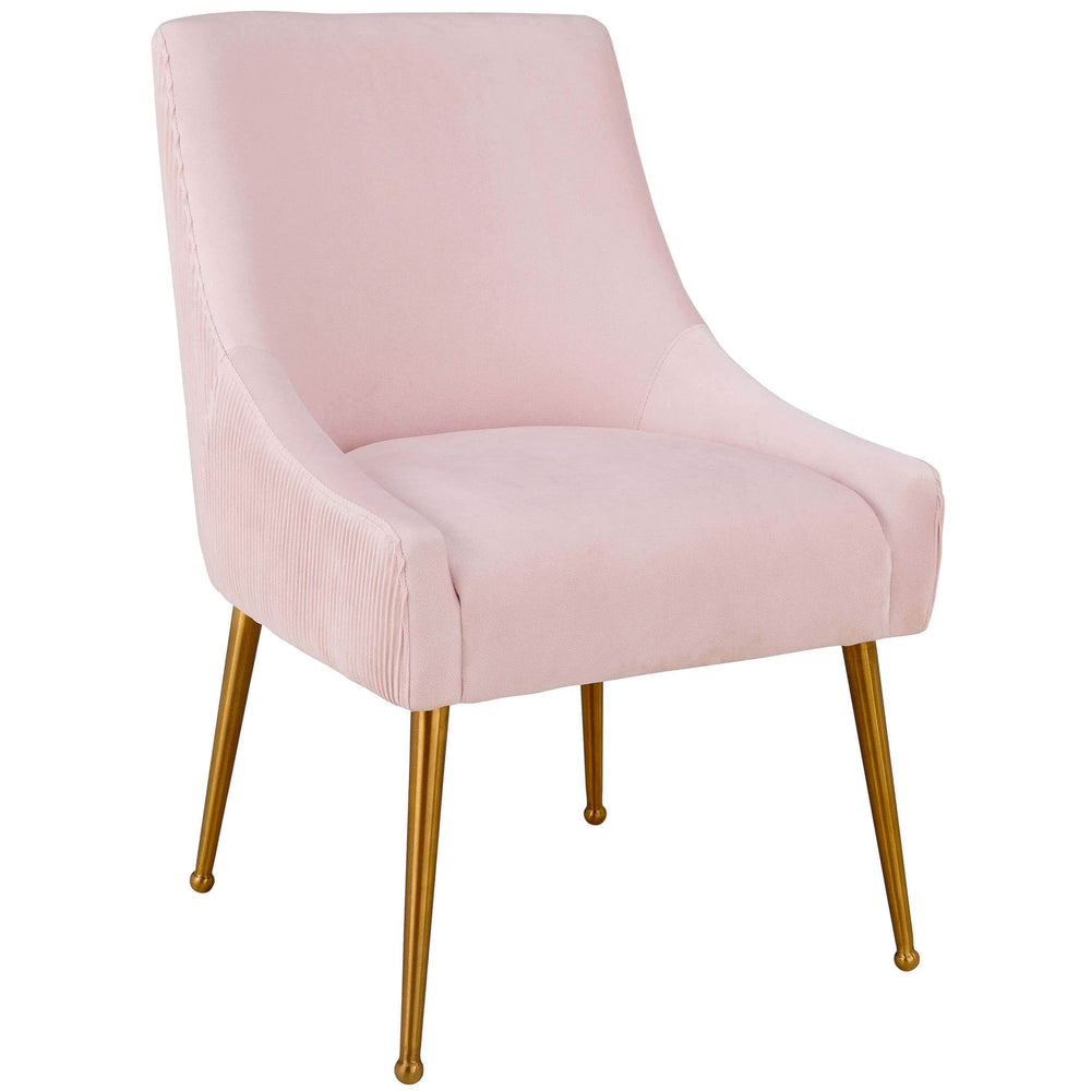 Beatrix Pleated Chair, Blush/Brushed Gold Legs - Furniture - Dining - High Fashion Home