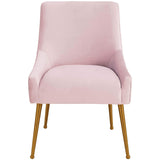 Beatrix Pleated Chair, Blush/Brushed Gold Legs - Furniture - Dining - High Fashion Home