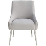 Beatrix Pleated Chair, Light Grey/Brushed Stainless Legs - Furniture - Dining - High Fashion Home