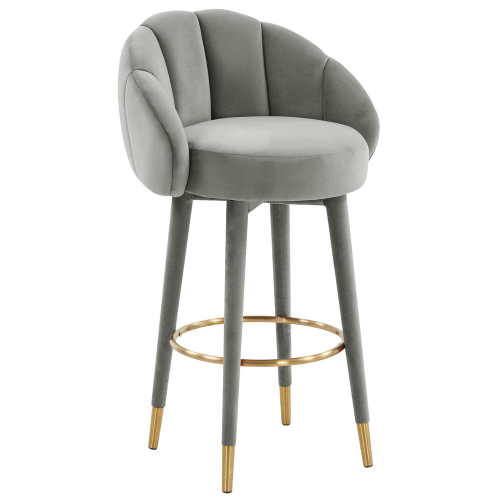 Myla Swivel Bar Stool, Light Grey-Furniture - Dining-High Fashion Home