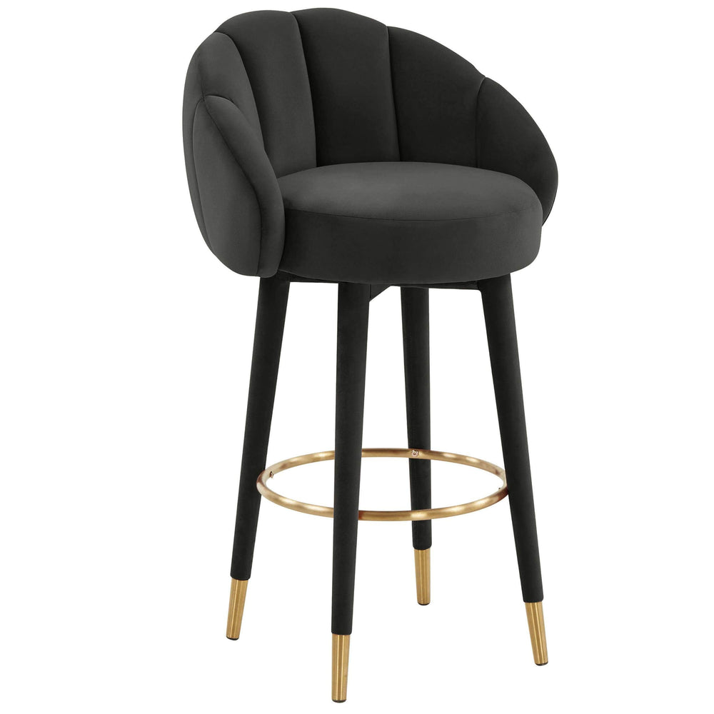 Myla Swivel Bar Stool, Black-Furniture - Dining-High Fashion Home