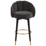 Myla Swivel Bar Stool, Black-Furniture - Dining-High Fashion Home