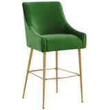 Beatrix Counter Stool, Green/Brushed Gold Legs-Furniture - Dining-High Fashion Home