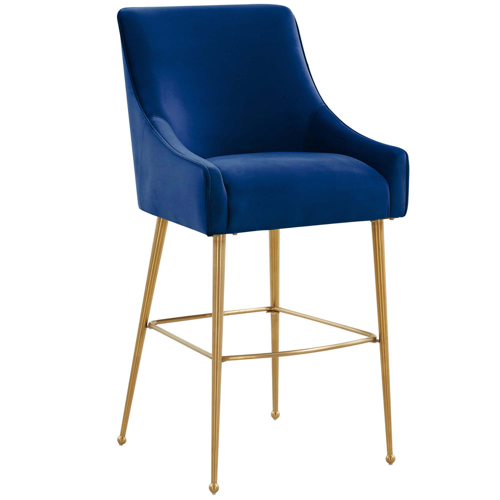 Beatrix Counter Stool, Navy/Brushed Gold Legs-Furniture - Dining-High Fashion Home