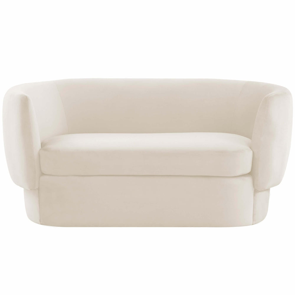 Isabella Velvet Loveseat, Cream-Furniture - Sofas-High Fashion Home