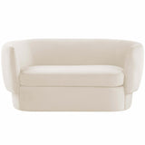 Isabella Velvet Loveseat, Cream-Furniture - Sofas-High Fashion Home