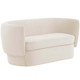 Isabella Velvet Loveseat, Cream-Furniture - Sofas-High Fashion Home