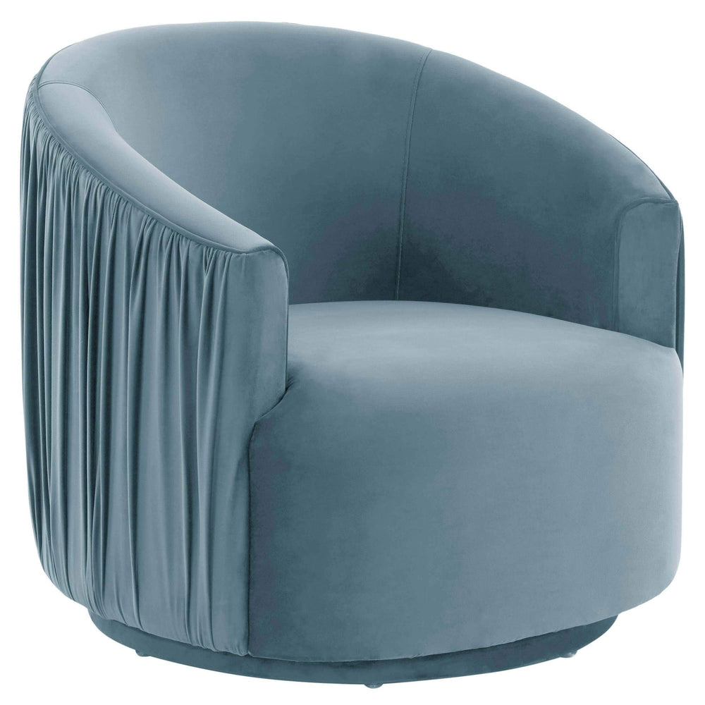 London Pleated Swivel Chair, Blue-Furniture - Chairs-High Fashion Home