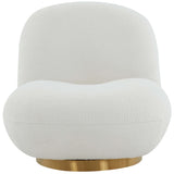 Emily Boucle Swivel Chair, White-Furniture - Chairs-High Fashion Home