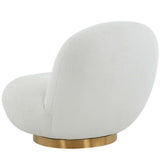 Emily Boucle Swivel Chair, White-Furniture - Chairs-High Fashion Home