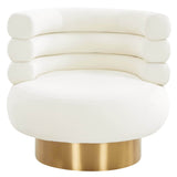 Naomi Swivel Chair Velvet, Cream-Furniture - Chairs-High Fashion Home