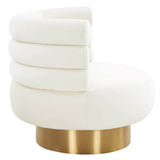 Naomi Swivel Chair Velvet, Cream-Furniture - Chairs-High Fashion Home