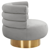 Naomi Swivel Chair Velvet, Grey-Furniture - Chairs-High Fashion Home