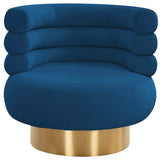 Naomi Swivel Chair Velvet, Navy-Furniture - Chairs-High Fashion Home