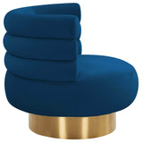 Naomi Swivel Chair Velvet, Navy-Furniture - Chairs-High Fashion Home