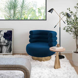 Naomi Swivel Chair Velvet, Navy-Furniture - Chairs-High Fashion Home