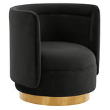 Remy Swivel Chair Velvet, Black-Furniture - Chairs-High Fashion Home