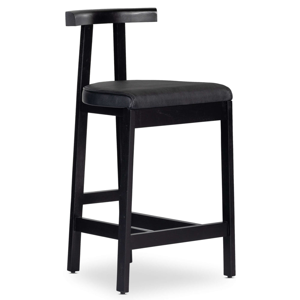 Tex Leather Counter Stool, Black-Furniture - Dining-High Fashion Home