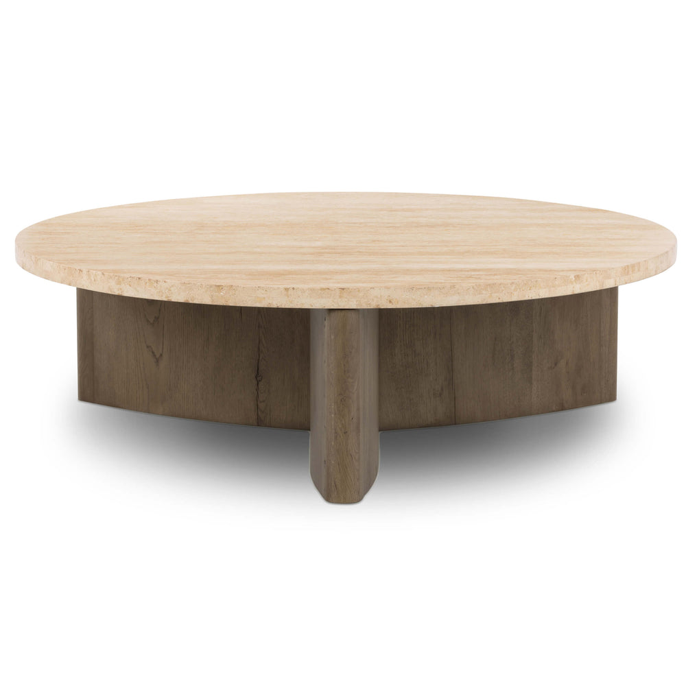 Toli Coffee Table, Travertine/Rustic Grey-Furniture - Accent Tables-High Fashion Home