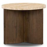 Toli End Table, Travertine/Rustic Fawn-Furniture - Accent Tables-High Fashion Home