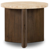 Toli End Table, Travertine/Rustic Fawn-Furniture - Accent Tables-High Fashion Home