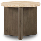 Toli End Table, Travertine/Rustic Grey-Furniture - Accent Tables-High Fashion Home