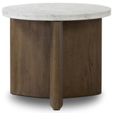 Toli End Table, White Marble/Rustic Fawn-Furniture - Accent Tables-High Fashion Home