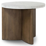 Toli End Table, White Marble/Rustic Fawn-Furniture - Accent Tables-High Fashion Home